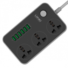 Мережевий фільтр LDNIO SC3604, 3 Розетки + 6 USB, 2 м, перетин 3х0,75мм, Black, Box Зображення