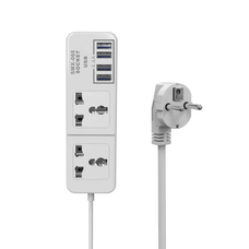 Мережевий подовжувач Senmaxu SMX-068, 2 Universal Socket + 4 USB, 1,5м, Black, Box Зображення