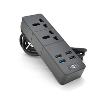 Мережевий фільтр ТВ-Т07, 2 розетки + 4 USB, 2 м, перетин 3х0,75мм, 2500W, Black, Box Изображение