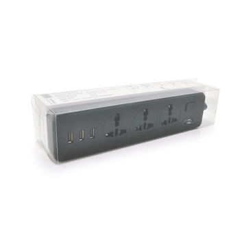 Мережевий фільтр ТВ-Т13, 3 розетки + 3 USB, 2 м, перетин 3х0,75мм, 2500W, Black, Box Зображення