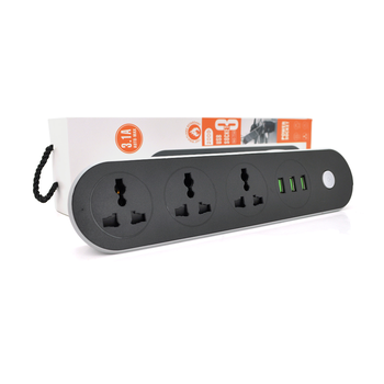 Мережевий фільтр ТВ-Т56, 3 розетки + 3 USB, 2 м, перетин 3х0,75мм, 2500W, Black, Box Зображення