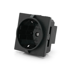 Розетка врізна з заземленням E-08, Input: AC 100-250V 16A, Black Зображення