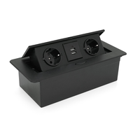 Розетка для підлоги висувна із заземленням J29L, дві розетки + 2 * USB, Input: AC 100-250V 16A, Black Изображение