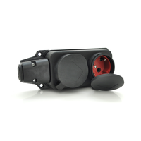 Колодка PiPo PP / SP-3132/2/44/16B, 16А, 220-240В, IP44, з заглушкою, із заземленням 2 гнізда, каучук, чорний, Q25 Зображення
