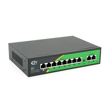 POE комутатор JY-1010B 8 POE 10/100 + 2 RJ45 10/100 + вбудований блок живлення 52V 2.3A Зображення