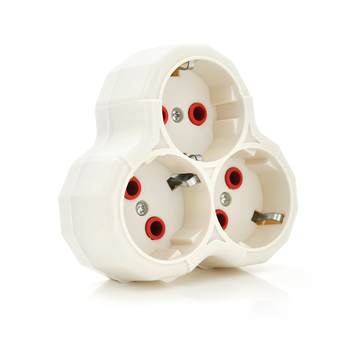 Розетка трійник з заземленням AK303 Light, White, Q12 Изображение