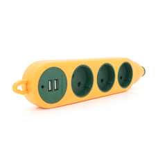 Колодка для подовжувача 3 гнізда + 2USB без заземлення 16A 220V, Orange, Q100 Зображення