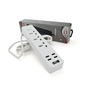 Мережевий фільтр ТВ-Т08, 3 розетки + 4 USB, 2 м, перетин 3х0,5мм, 2500W, White, Box Изображение