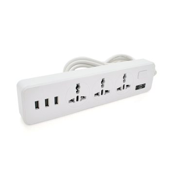 Мережевий фільтр ТВ-Т13, 3 розетки + 3 USB, 2 м, перетин 3х0,75мм, 2500W, White, Box Изображение