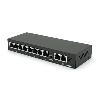 POE комутатор Merlion 8 POE 10/100 + 2 RJ45 10/100 зовнішній блок живлення 52V 1,85A Зображення