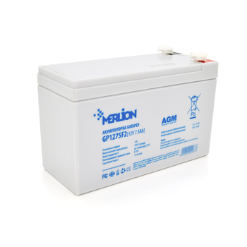 Акумуляторна батарея MERLION AGM GP1275F2 12 V 7,5 Ah ( 150 x 65 x 95 (100) ) White Q10/420 Зображення