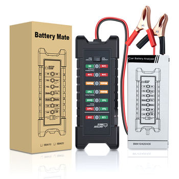 Тестер для акумуляторних батарей BM-410 + крокоділли, 12V, LED Зображення