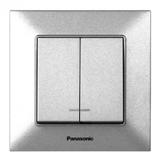Вимикач Panasonic Arkedia Slim двоклавішний, срібний Зображення
