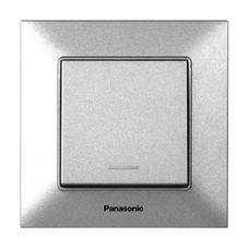 Вимикач Panasonic Arkedia Slim одноклавішний з підсвіткою, срібний Зображення