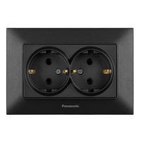 Розетка Panasonic Arkedia Slim подвійна із заземленням, чорна Изображение