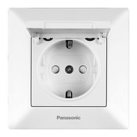 Розетка Panasonic Arkedia Slim із заземленням, зі захисними шторками, з кришкою, біла Зображення