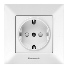 Розетка Panasonic Arkedia Slim із заземленням зі захисними шторками, біла Зображення