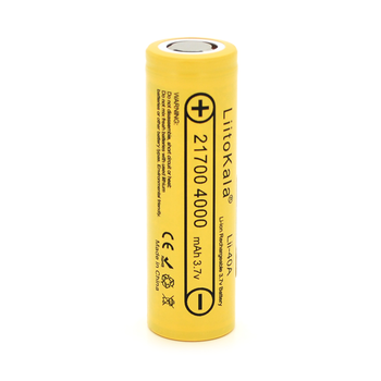 Акумулятор 21700 Li-Ion LiitoKala Lii-40A, 4000mah (4000-4300mah), 25A, 3.7V (2.5-4.2V), Yellow, PVC BOX Зображення