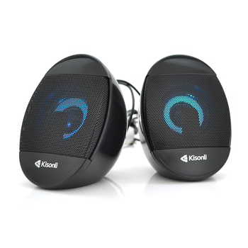 Колонки 2.0 Kisonli L-7070 для ПК і ноутбука, USB + 3.5mm, 2x3W, 20Hz- 20KHz, Black, BOX, Q50 Изображение