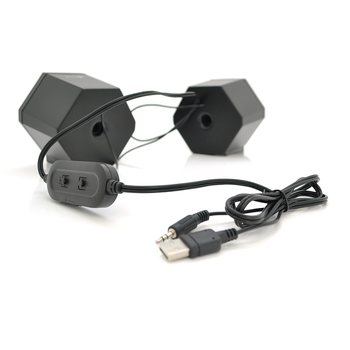Колонки 2.0 Kisonli L-6060 для ПК і ноутбука, USB + 3.5mm, 2x3W, 20Hz- 20KHz, з підсвічуванням RGB, Black, BOX, Q24 Зображення