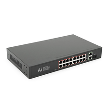 POE комутатор Merlion 16 POE 10/100 + 1 Single Fiber Tx 1310nm 20km + 2 RJ45 10/100/1000+ вбудований блок живлення 52V 4.8A Зображення