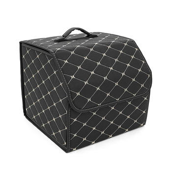 Складаний шкіряний автомобільний органайзер 330*320*300, Black-Gold Изображение