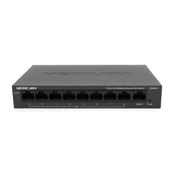 Комутатор POE Mercury MS09CPS з 8 портами POE + 1 порт UP-Link 100Мбіт, БП в комплекті, Q18 Зображення