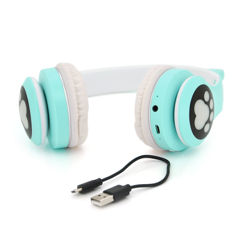 Бездротові навушники Bluetooth Cat Ear VZV-23M Led, Green Зображення