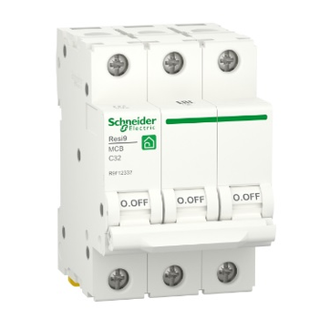 Автоматичний вимикач змінного струму  Schneider RESI9 32А, 3P, крива С, 6кА Зображення