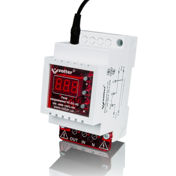 Захисне реле з контролем струму та напруги Volt-control VC-01-40Т на DIN-рейку, 32А, 7000Вт, 85-400В, тримодульне (червоний індикатор) Зображення