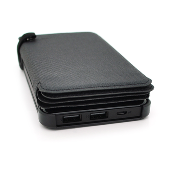 Power bank 12000 mAh Solar, (5V / 200mA), 2xUSB, 5V / 1A / 2.1A, USB <-> microUSB, ударо захищений прогумований корпус, Black, Corton BOX Изображение