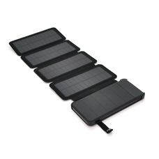 Power bank 12000 mAh Solar, (5V / 200mA), 2xUSB, 5V / 1A / 2.1A, USB <-> microUSB, ударо захищений прогумований корпус, Black, Corton BOX Зображення