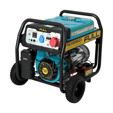 Генератор бензиновий FULL FGL10000LE3, 3-фазний 380/220V, 50Hz, 10kVA/8kW, бак 28 л, витрата 3 л/год, пуск: ручний/стартер (без АКБ), 720x530x610 мм, 87 кг Зображення