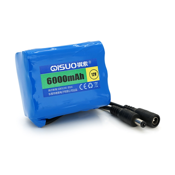 Акумуляторна батарея літієва QiSuo 12V 6A з елементами Li-ion 18650, DC5.5x2.1, (55x41x67mm) Изображение