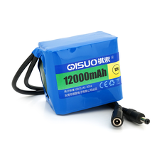 Акумуляторна батарея літієва QiSuo 12V 12A з елементами Li-ion 18650, DC5.5x2.1, (79x57x68mm) Изображение