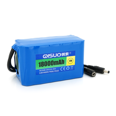 Акумуляторна батарея літієва QiSuo 12V 18A з елементами Li-ion 18650, DC5.5x2.1, (125x57x68mm) Изображение