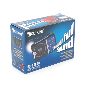 Радіоприймач GOLON RX-A06AC, LED, 2x3W, FM радіо, корпус пластмас, Black, BOX Зображення