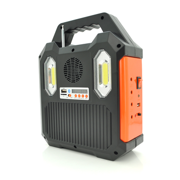 Переносний ліхтар RT903BT+Solar, 1 режим+ сигнал SOS, Радіо+ Bluetooth колонка, вбудований аккум, 3 лампочки 3W, Black/Orange Зображення
