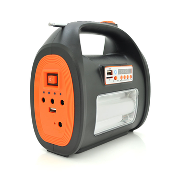 Переносний ліхтар RT909BT+Solar, 1+1 режим, Радіо+ Bluetooth колонка, вбудований аккум, 3 лампочки 3W, USB вихід, Black/Orange Зображення