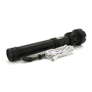 Ліхтар ручний Voltronic XHP90.2, 1LED XHP110, 72W, бічний світлодіод, 7 режими, ZOOM, 2х18650/без Акб, Black, IP40, кабель USB-micro, 260х60х35мм, BOX Зображення