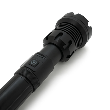 Ліхтар ручний Voltronic XHP90.2, 1LED XHP110, 72W, бічний світлодіод, 7 режими, ZOOM, 2х18650/без Акб, Black, IP40, кабель USB-micro, 260х60х35мм, BOX Зображення