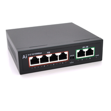 POE комутатор Merlion 4 POE 10/100 + 2 RJ45 10/100 вбудований блок живлення 52V 1.05A Зображення