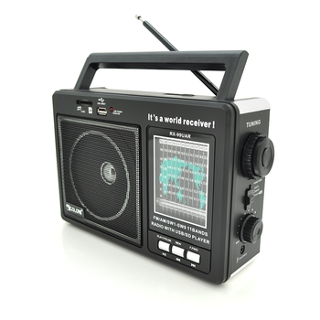 Радіоприймач GOLON RX99UAR, 5W, AM/FM радіо, Входи SD, USB,живлення від 220+АКБ+4*LR20, корпус пластмас, Black, BOX Изображение