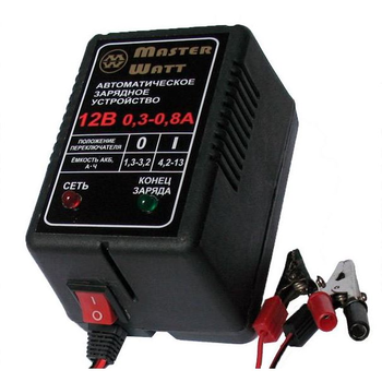 Автоматичне ЗУ для акумулятора MW-AZU12 12V (1,3-13Ah) (MF,WET,AGM,GEL,NICD,NIMH), 180-240V, Ток заряду 0.3-0.8A, крокодили в комплекті Зображення