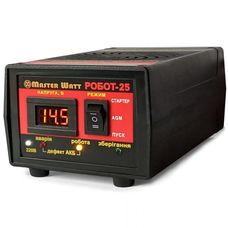 Інтелектуальне ЗУ РОБОТ-25 пуско-зарядне для акумулятора 12V(2-400Ah) (MF, WET, AGM, GEL, CA/CA), 160-245V, Ток заряду 25А, крокодили в комплекті Изображение