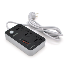 Мережевий фільтр LDNIO SC3412, 3 Розетки + 4 USB, 2 м, перетин 3х0,75мм, Black, Box Зображення