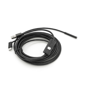 Універсальний ендоскоп 3в1 (USB+MicroUSB/Type-C) для смартфона/ПК, камера 5.5мм, м'який кабель 5м, з LED-підсвічуванням, IP67 Зображення