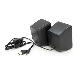 Колонки 2.0 Hotmai A16 USB+3.5mm, 2x3W, 20Hz-18KHz, з регулятором гучності, Black, BOX, Q24 Зображення