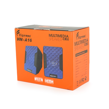 Колонки 2.0 Hotmai A16 USB+3.5mm, 2x3W, 20Hz-18KHz, з регулятором гучності, Black, BOX, Q24 Зображення