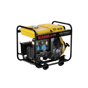 Генератор дизельний KDK7500CE3, 3-фазний 220/400V, 50Hz, 6.9kVA/5.5kW, бак 12.5 л, витрата 1.5 л/год, пуск: ручний/стартер, 700х510х620 мм, 103 кг Изображение